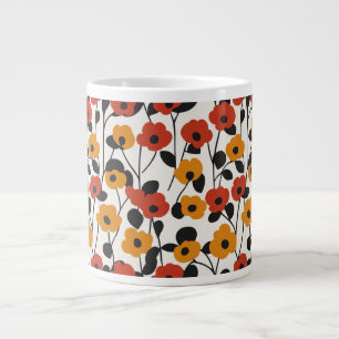 Fett Floral Muster rot, orange und schwarz Jumbo-Tasse