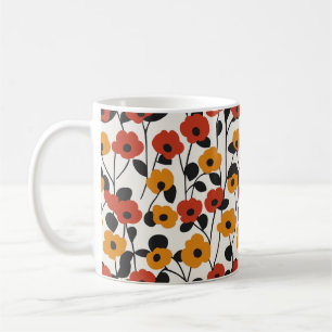 Fett Floral Muster rot, orange und schwarz Kaffeetasse