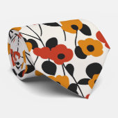 Fett Floral Muster rot, orange und schwarz Krawatte (Gerollt)