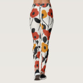 Fett Floral Muster rot, orange und schwarz Leggings (Rückseite)
