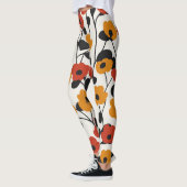 Fett Floral Muster rot, orange und schwarz Leggings (Links)