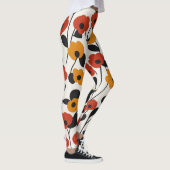 Fett Floral Muster rot, orange und schwarz Leggings (Rechts)