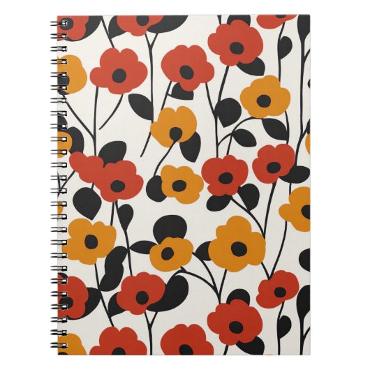 Fett Floral Muster rot, orange und schwarz Notizblock (Vorderseite)