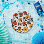 Fett Floral Muster rot, orange und schwarz Pappteller (Party)