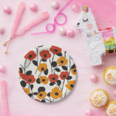 Fett Floral Muster rot, orange und schwarz Pappteller (Party)