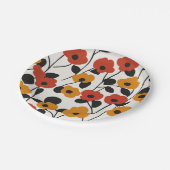 Fett Floral Muster rot, orange und schwarz Pappteller (Schrägansicht)