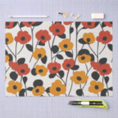 Fett Floral Muster rot, orange und schwarz Seidenpapier (Handwerk)