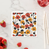 Fett Floral Muster rot, orange und schwarz Serviette (Beispiel)
