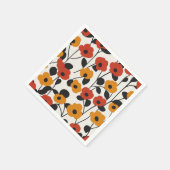 Fett Floral Muster rot, orange und schwarz Serviette (Ecke)