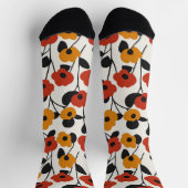 Fett Floral Muster rot, orange und schwarz Socken (Oben)