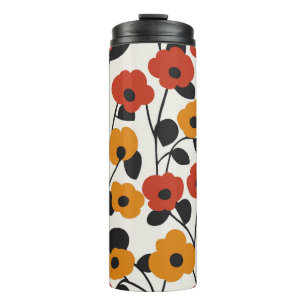 Fett Floral Muster rot, orange und schwarz Thermosbecher