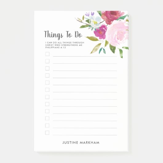 Fett florale Schrift Personalisiert zu führen Post-it Klebezettel (Vorderseite)