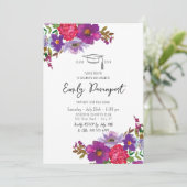 Fett floraler Abschluss 3 Fotos Einladung (Stehend Vorderseite)