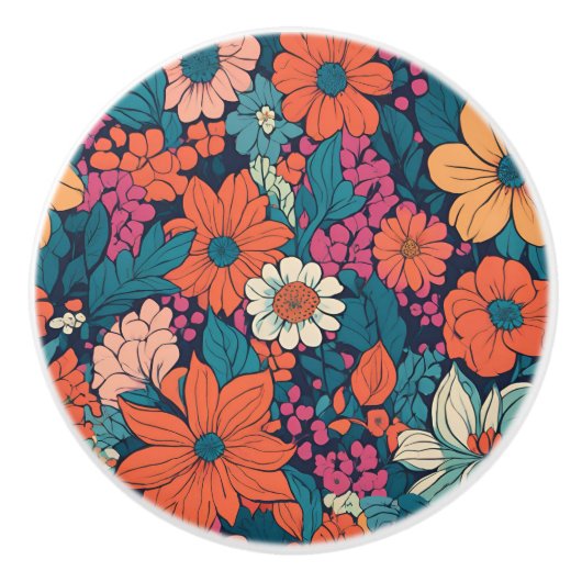 Fett florales Muster Moderne Blume Dekoration Keramikknauf (Vorderseite)