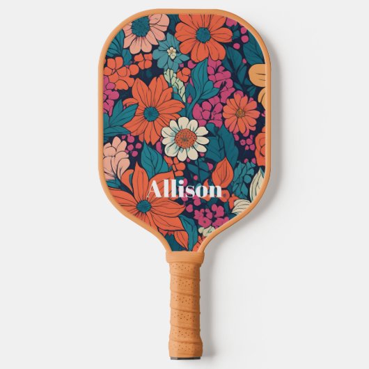Fett florales Muster Moderne botanische Gewohnheit Pickleball Schläger (Vorderseite)