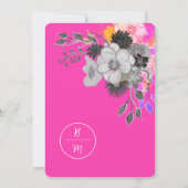 Fett florales Rosa und Schwarze Hochzeit Einladung (Rückseite)