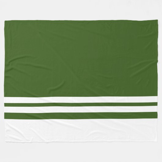 Fett-Forest-Grün-Block Weißer Untergrund Streifen Fleecedecke (Vorderseite (Horizontal))