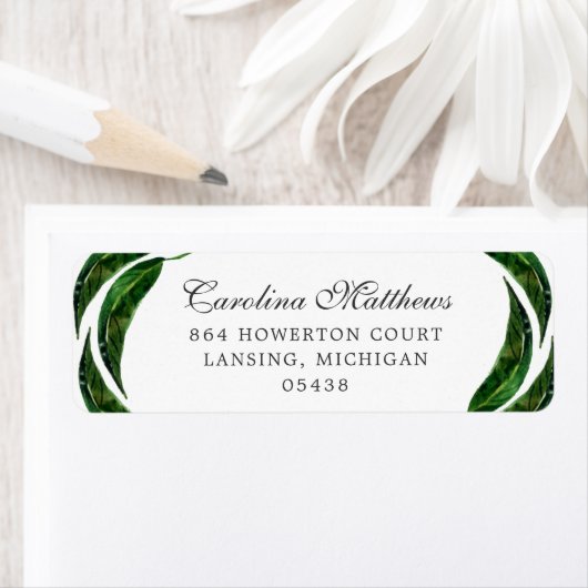 Fett formatierte Blätter Adressetiketten | Dunkelg (Insitu)