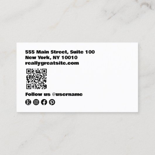 Fett formatierter schwarzer und weißer moderner QR Visitenkarte (Rückseite)