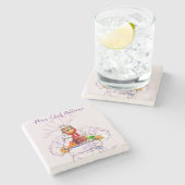 Fett französischer Koch Antoine Servieren auf Silb Steinuntersetzer (Seitenansicht)