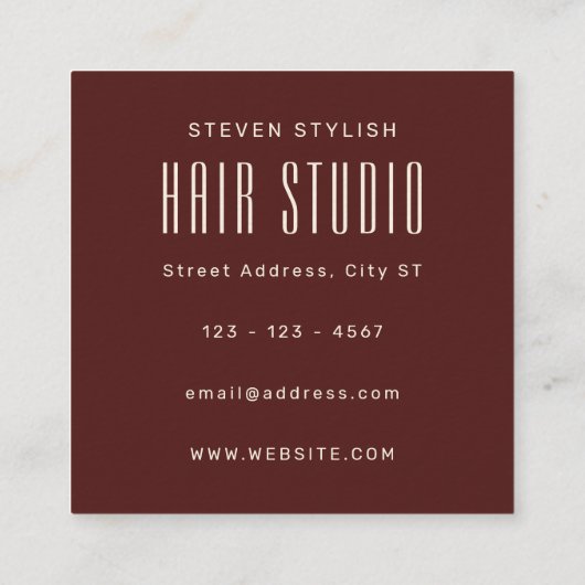 Fett-Friseursalon Quadratische Visitenkarte (Rückseite)