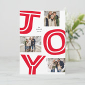 Fett fröhliche, moderne Rot drei Foto Weihnachten (Stehend Vorderseite)