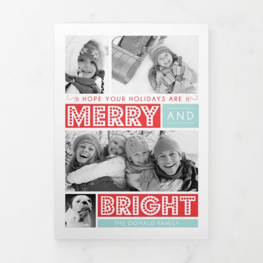 Fett fröhliches und helles Foto Dreifach Gefaltete Urlaubskarte (Cover)