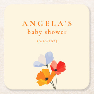 Fett gedruckte Mohnblumen-Baby-Party Rechteckiger Pappuntersetzer