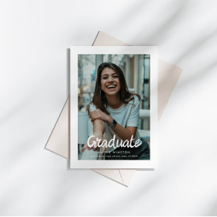 Fett gedruckte Pinsel-Schriftart Foto-Abschlussank Einladung