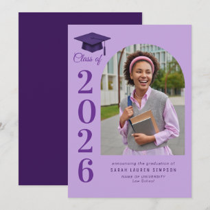 Fett gedruckte violette Abschlussfoto-Ankündigung Einladung