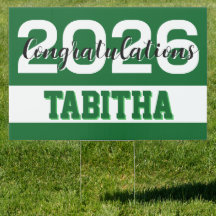 Fett gedrucktes Abschlussfeier-Schild 2026