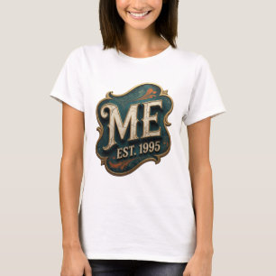 Fett gedrucktes Gold ME EST 1995 3D-Textkunstwerk T-Shirt