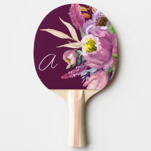 Fett gedrucktes, monogrammfarbenes, lila Weingarte Tischtennis Schläger