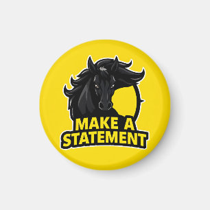 Fett gedrucktes schwarzes Pferd mit motivierendem Magnet