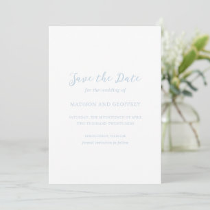 Fett gedrucktes Skriptpulver Blaue elegante Hochze Save The Date