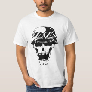 Fett gedrucktes Totenkopf-Helm-Grafik T-Shirt