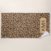 Fett gefaltes Leopard drucken Custom 3 Letter Mono Strandtuch (Vorderseite)