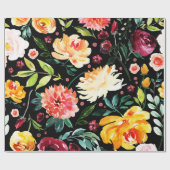 Fett gefärbte Blume und Blattmuster Geschenkpapier (Flach)