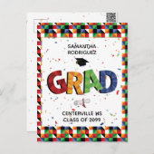 Fett gefärbtes Muster Grad Party Einladung Postkarte (Vorne/Hinten)