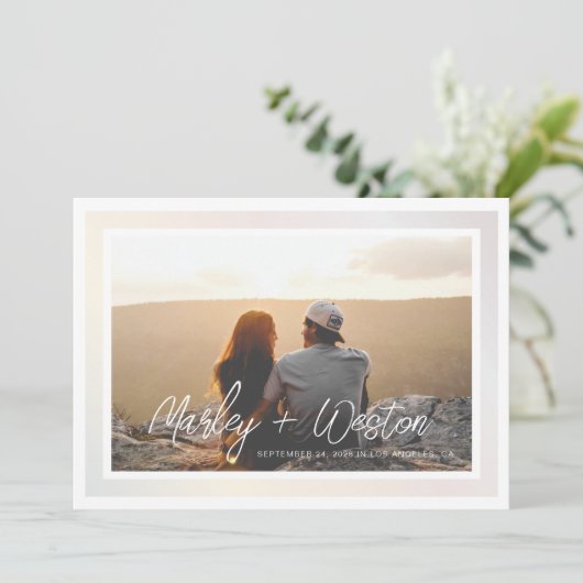 Fett gegliederte Grenzen Handgeschriebene Namen un Save The Date (Stehend Vorderseite)