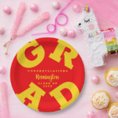 Fett | Gelb auf Papier-Teller mit rotem Abschluss Pappteller (Party)