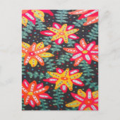 Fett Gelb und orange Blume auf schwarz Postkarte (Vorderseite)