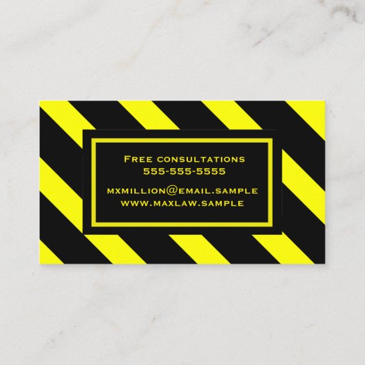 Fett gelb und schwarz-diagonal Streifen Muster Visitenkarte (Rückseite)
