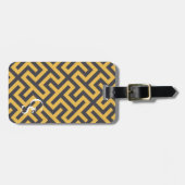 Fett-gelbe, geometrische Hauptmuster monogramm Gepäckanhänger (Vorderseite horizontal)