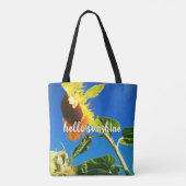 Fett gelbe Sonnenblumenfotografie Hallo Sonnensche Tasche (Rückseite)