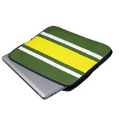 Fett gelbe, weiße Streifen grün Hintergrund Laptopschutzhülle (Vorne Knopf)