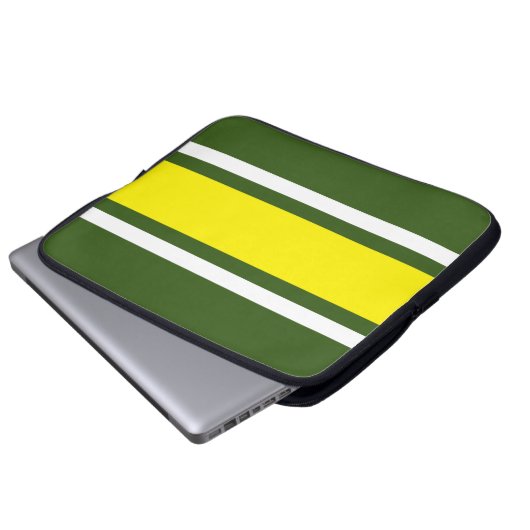 Fett gelbe, weiße Streifen grün Hintergrund Laptopschutzhülle (Vorne Knopf)