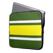 Fett gelbe, weiße Streifen grün Hintergrund Laptopschutzhülle (Vorderseite Links)