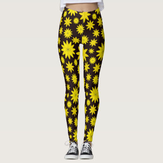 Fett-gelber Blumenbrand Leggings