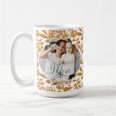 Fett Gelbes Blumenmuster Mama Foto Kaffeetasse (Links)